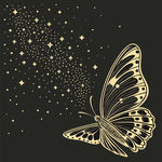 金色蝴蝶于星空下飞舞