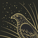 金色飞鸟于星芒背景中