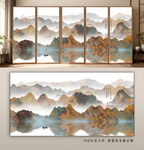 新中式水墨山水画背景