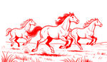 奔腾骏马图