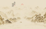 古风山水画背景壁画