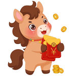 春节过年小马驹发红包财源滚滚