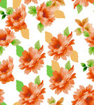 橙色花卉无缝图案背景
