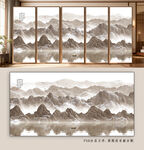 中式山水风玻璃隔断图案