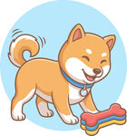 快乐柴犬与骨头玩具