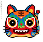 彩色卡通虎头形象布老虎玩偶