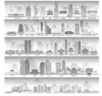 西安陕西城市建筑线描插画地标