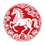 圆形剪纸骏马图案