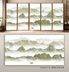 中式山水意境窗饰图案