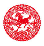 红色剪纸骏马图