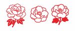 三朵简约红色花朵图案