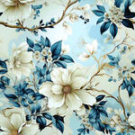 蓝白花卉图案背景纹理