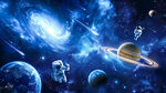 蓝色宇宙星球太空黑洞宇航员背景