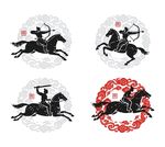 传统骑马射箭图案