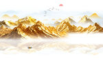 金色山山水画背景墙