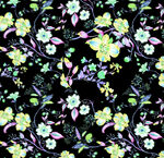 花卉图案黑色背景布料