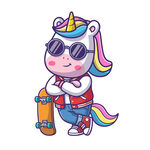 独角兽滑板酷少年