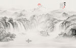 意境水墨山水画