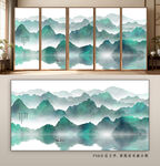 中式水墨山水屏风画