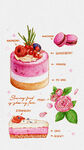 美味草莓玫瑰蛋糕插画