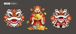传统舞狮头财神图案设计