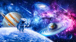 梦幻宇宙星空太空宇航员星球背景