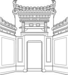 中式传统门楼线稿设计 矢量图