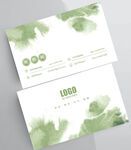 清新绿色水彩风格名片