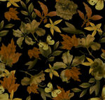 复古花卉黑色背景图案