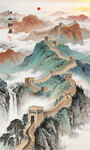 长城玄关山水画 