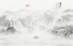 新中式水墨山水画