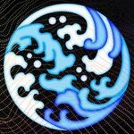 蓝白海浪纹圆形图案