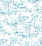 蓝调热带植物花卉图案
