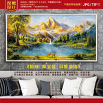 招财油画 聚宝盆油画 日照金山