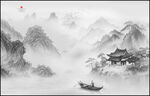 新中式水墨山水画