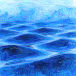 蓝色肌理油画扎染艺术