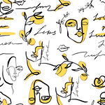 抽象手绘人脸与线条图案