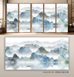 中式山水屏风装饰画