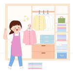 整理收纳叠衣服打扫衣柜做家务