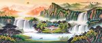 山水瀑布风景图