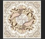 复古花鸟图案方巾