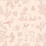 粉色森林动物插画图案