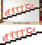 党建楼梯文化墙设计效果图