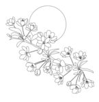 手绘花卉枝蔓线条图案 矢量图