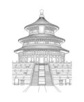 手绘天坛线条