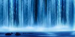 高清蓝色瀑布山水画
