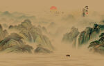 屏风古典背景山水画
