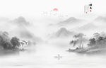 中国风水墨江南背景墙