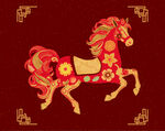 喜庆红马贺岁图案