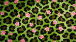 豹纹底粉色小花图案背景